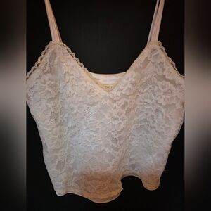 Victoria's Secret Gold Label Satin Lace Cami XS White 90s